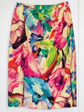 L. Bates Abstract Floral Wrap Skirt Size M Rayon Summer